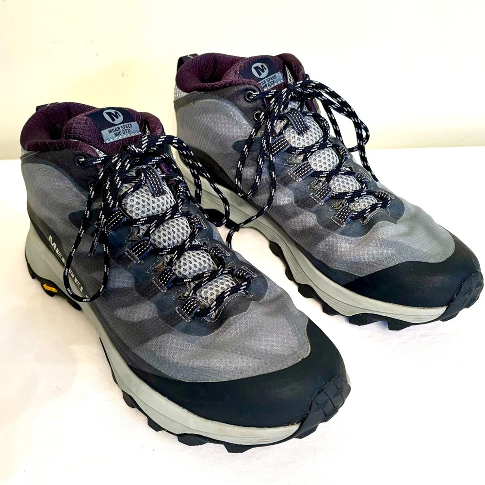 Merrell Womens Size 9.5 Moab Speed GTX Gore-Tex Navy Mid Hiking Boots Shoes